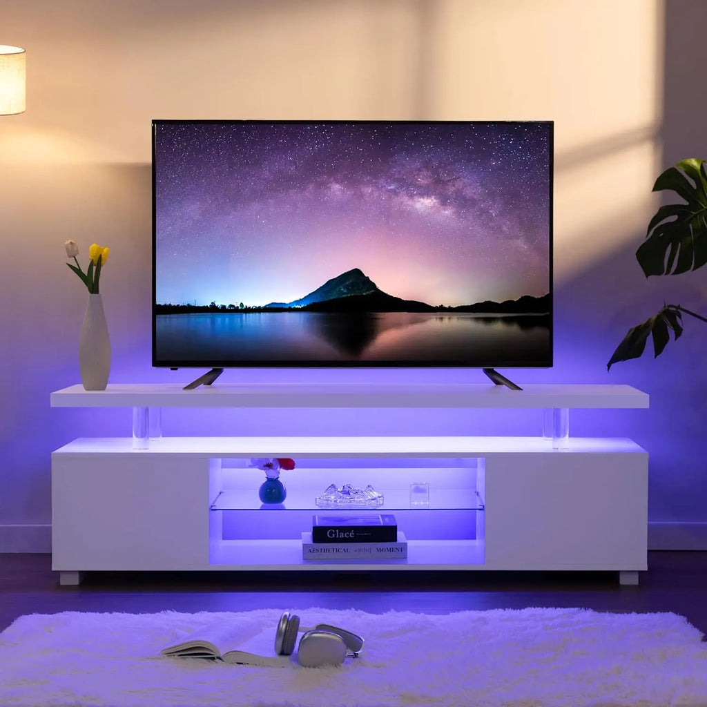White TV Stands for Living Room LED TV Stand Modern