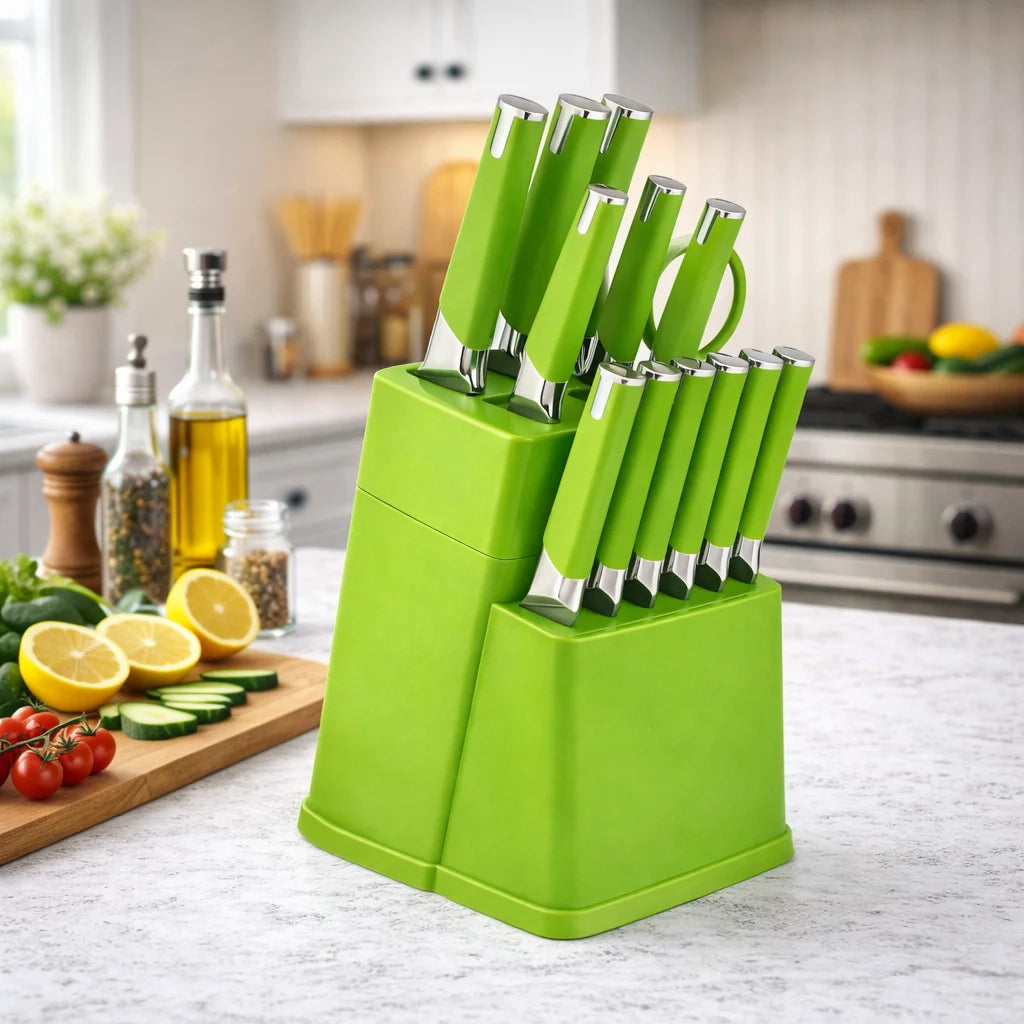 Awesome Gift Professional Kitchen Knife Block Set with 6 Steak Knives