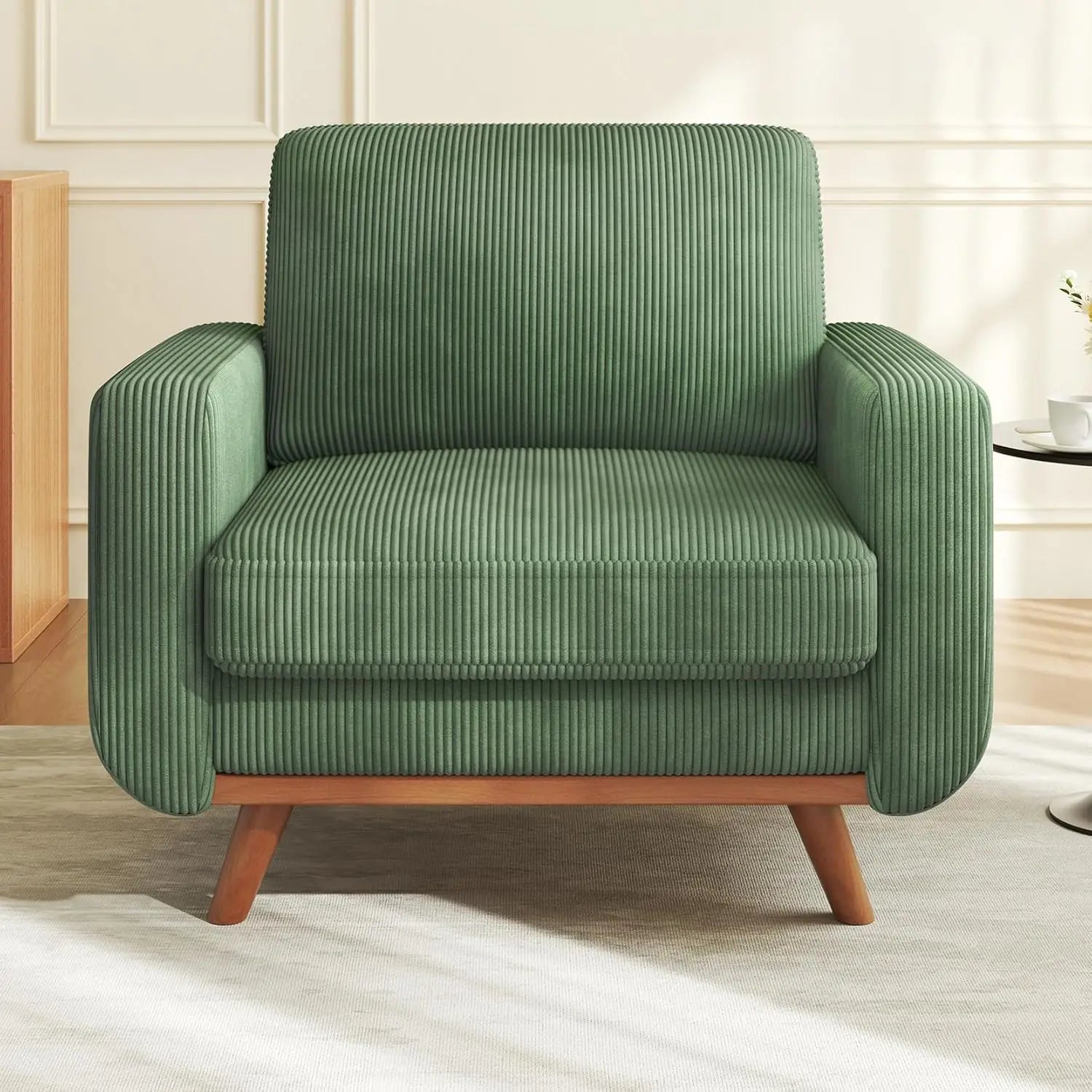 68" Green Loveseat Sofa, Comfy Corduroy with Spring Cushion