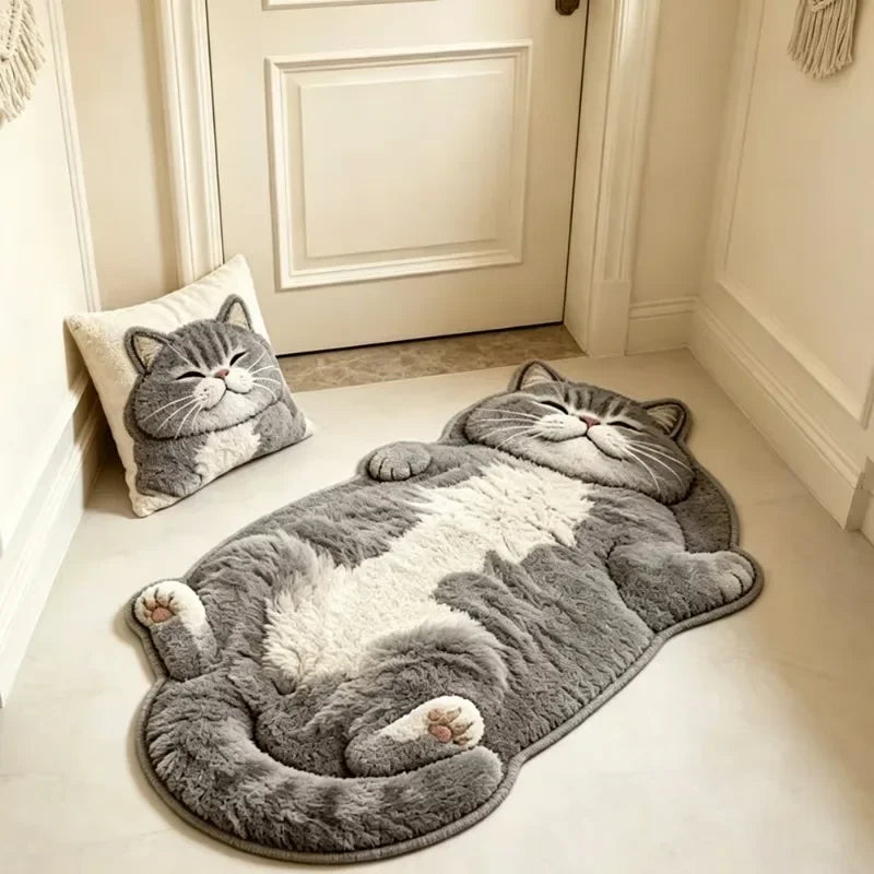 Adorable Fun Cat-Shaped Area Rug  Size options available