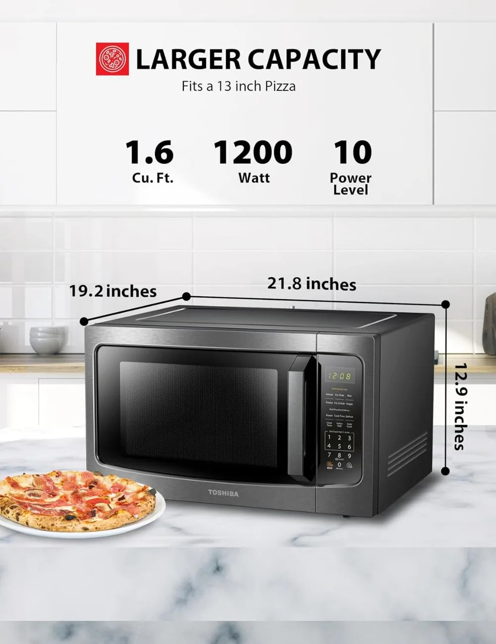 Powerful Countertop Microwave with Sensor Cooking,1200W 1.6 Cu.ft