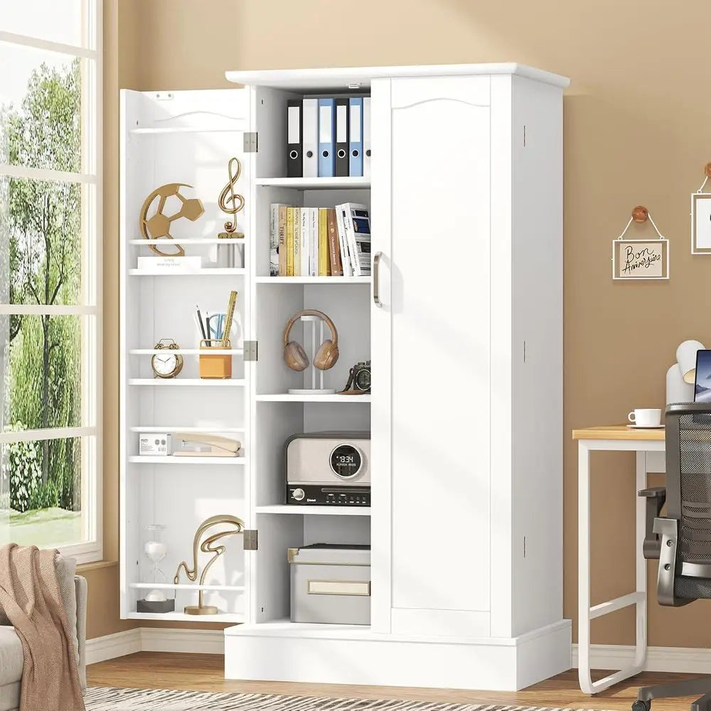 Kitchen Pantry Cabinet with Doors and Adjustable Shelves, I