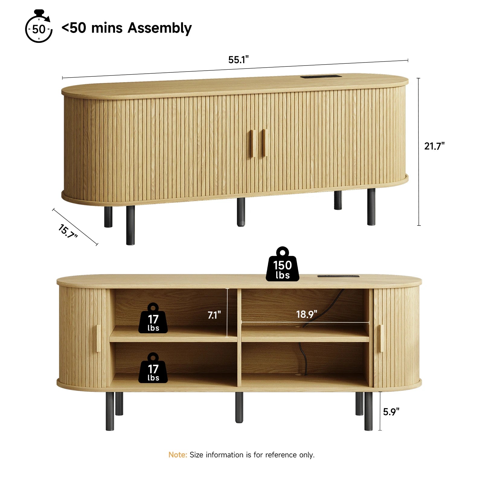 TV Stand with Power Outlet for TVs up to 60/70", Entertainment Center