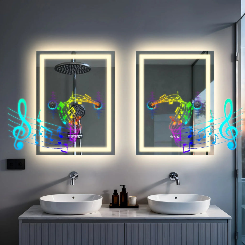Music!!!! LED Bathroom Mirror Built-in Bluetooth Speaker Anti-Fog Dimmable  3 sizes