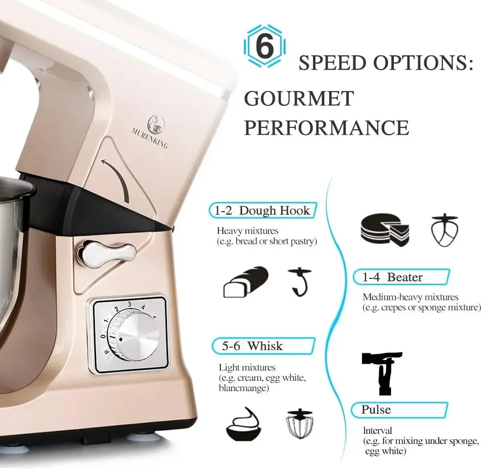 Stand Mixer,5.3-Qt & 500W & 6+P Speed MK36 Tilt-Head Kitchen Electric Food Mixer
