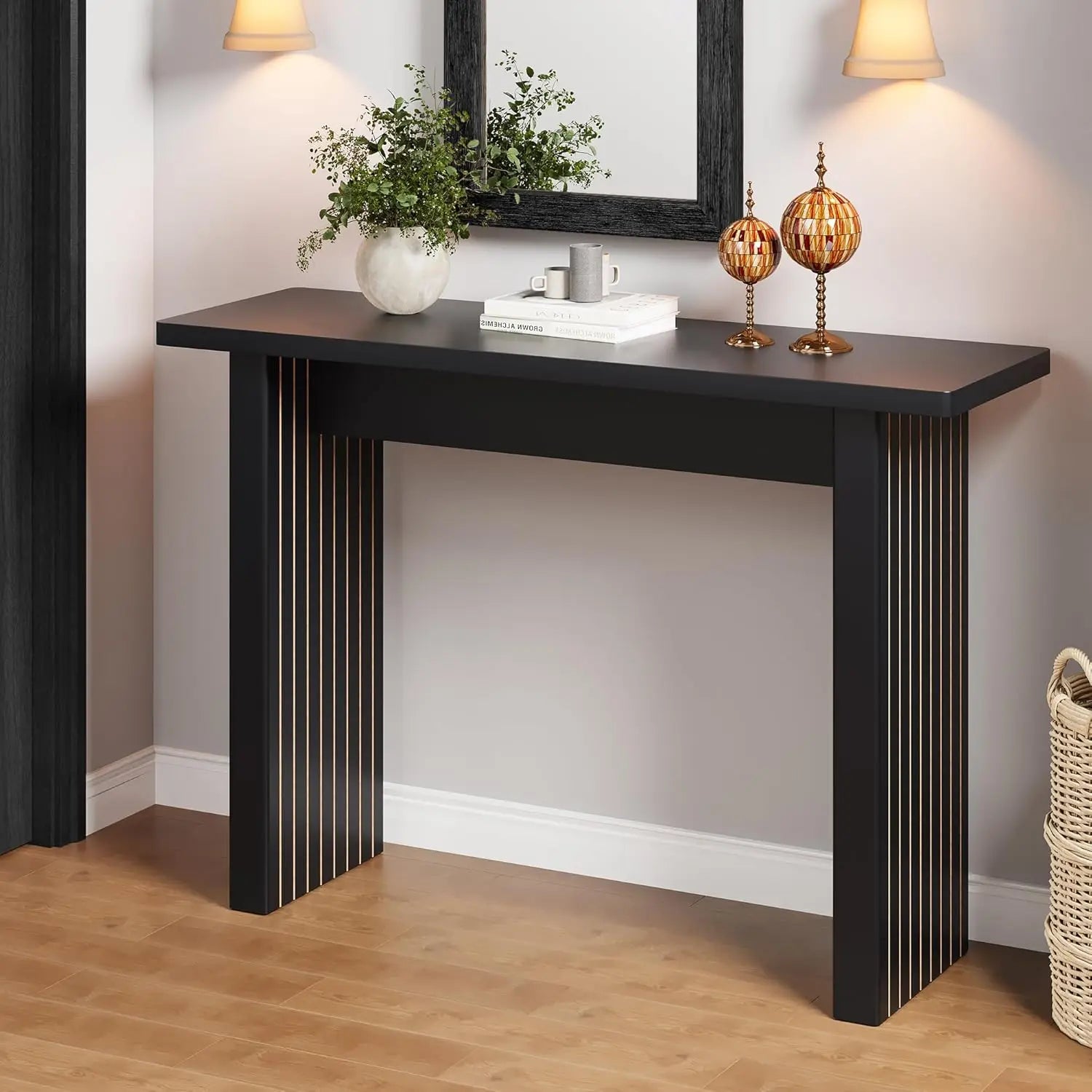 Add to your Foyer!! Fluted Wooden Rectangular Console & Sofa Table ,Narrow