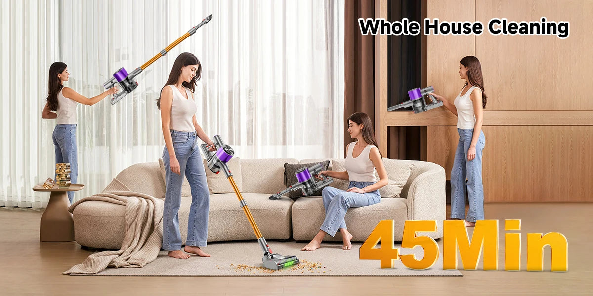 Powerful Cordless Vacuum Cleaner LED Display 45Mins Self Standing