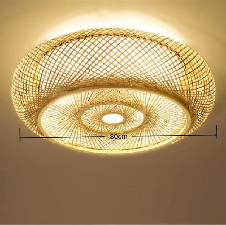 Bamboo Woven Ceiling Lamp Japanese  Circular Pendant Light