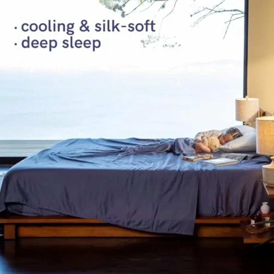 Deep Sleep with Cooling Bed Sheet King Set ,Bamboo, 2 Pillowcases and Flat Sheet ,assorted colors