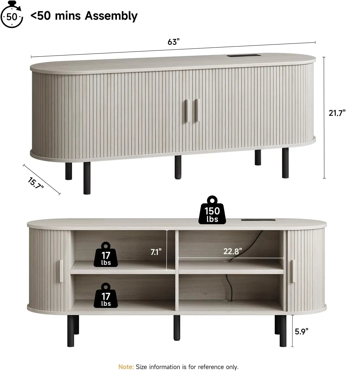 TV Stand with Power Outlet for TVs up to 60/70", Entertainment Center