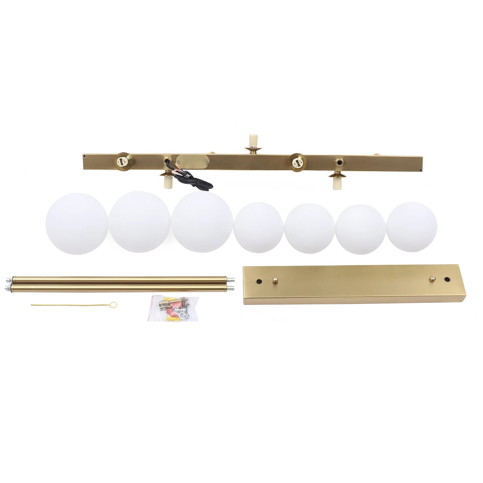 Mid Century Modern Chandelier Linear 7-Light Gold Pendant Light LED