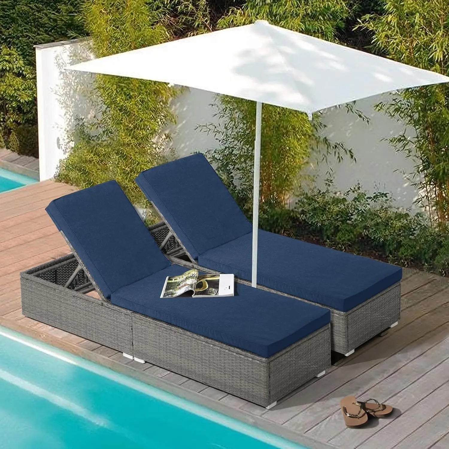 Outdoor Chaise Lounge Chairs, 2 Pieces  Wicker