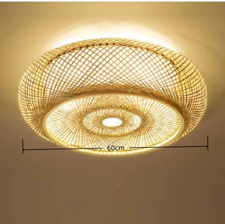 Bamboo Woven Ceiling Lamp Japanese  Circular Pendant Light