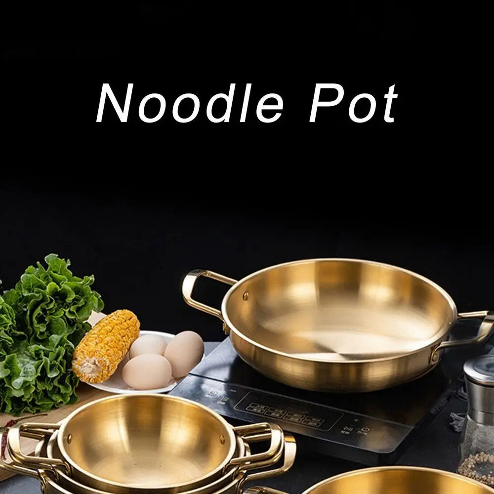 Korean Ramen Pot, Stainless Steel Noodle Pot Portable Kitchen Cooking Pot for Household28CM