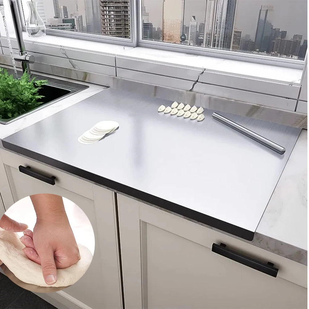 Easy to Clean Food Grade Stainless Steel Chopping Board 304 Cutting Board Non-slip Edge