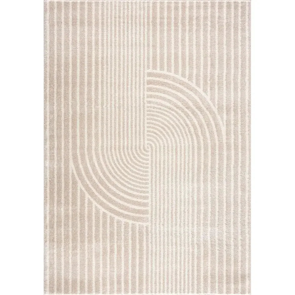 Pretty Pattern 5' x 8' Beige Arch Area Rug - Durable, Stain Resistant, Modern Design