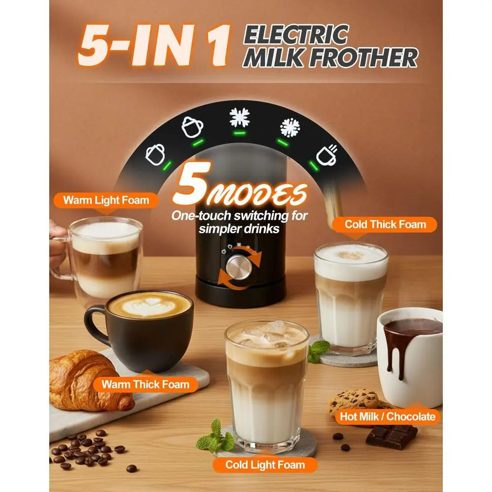 5-in-1 Electric Milk Frother and Steamer, Automatic Milk Foamer