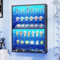 Six Tier Wall Display Cabinet With Glass Doors And Adjustable Shelves Black