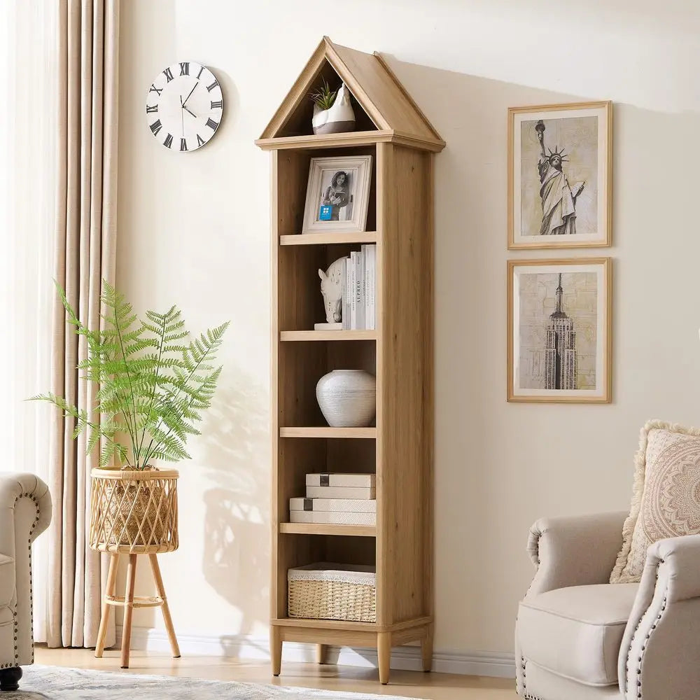 Tall Angled Arch Bathroom Cabinet, 5 Tiers ,75.9 Tall