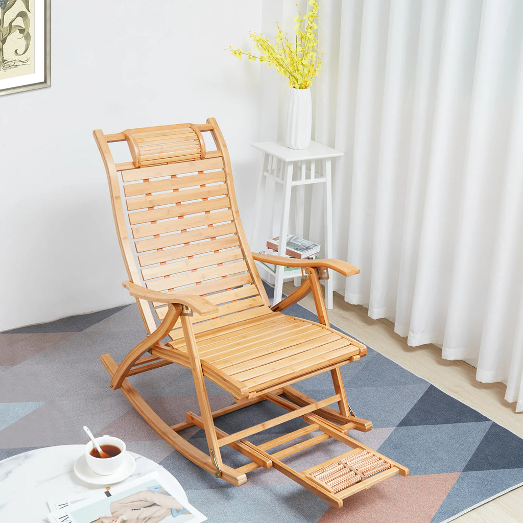 Bamboo Heavy Duty Folding Rocking Chair