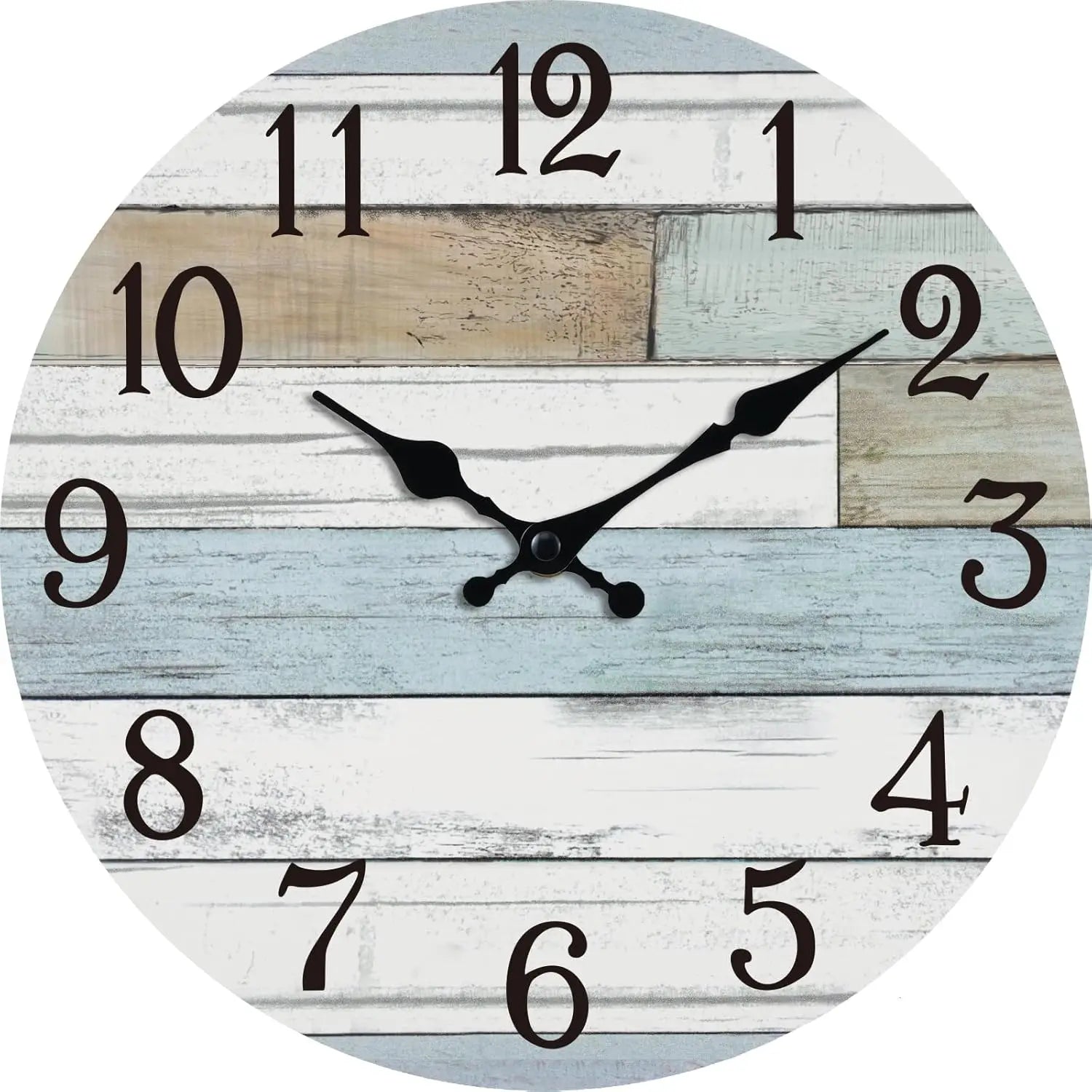 10 Inch Silent Non-Ticking Wall Clock, Coastal Rustic Retro