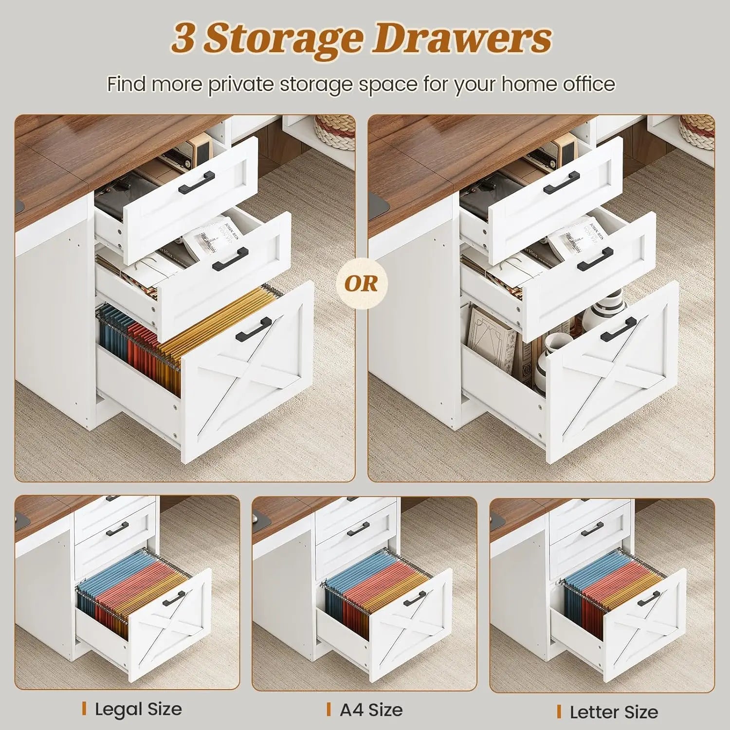 Farmhouse 96.5" Computer Desk with Drawers