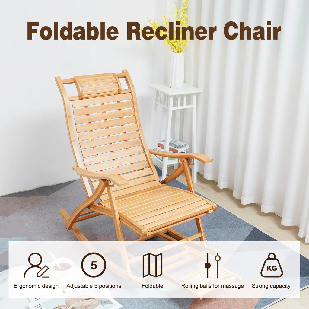 Bamboo Heavy Duty Folding Rocking Chair