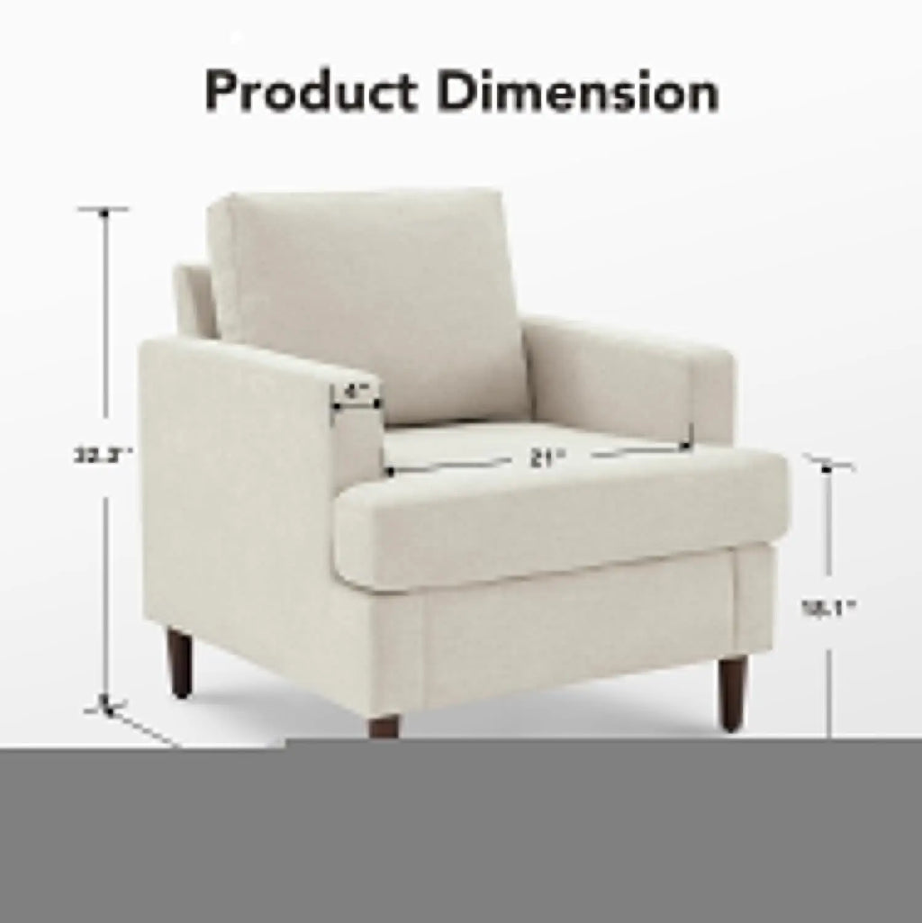 Mid-Century Accent Chair,Modern Linen Fabric Armchair