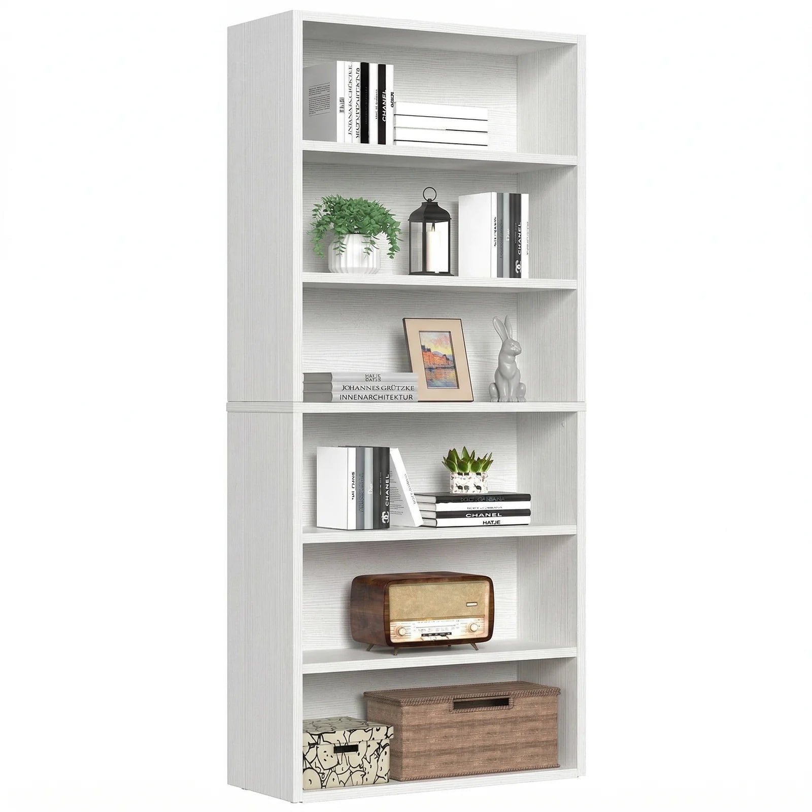 Books Galore!!  MCQ 6 Shelf Bookcase Wooden Large 63 Inch Tall