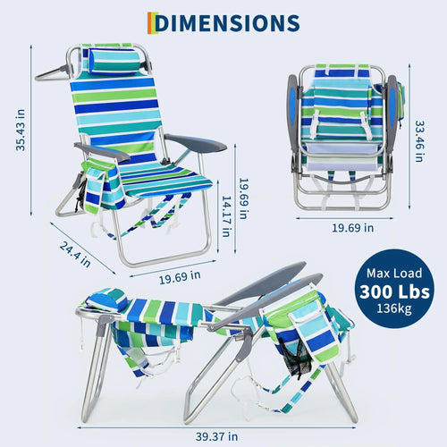 2 Pack High Backpack Beach Chair