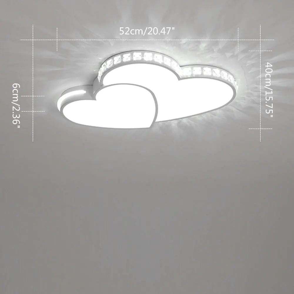 Modern Heart Shaped Ceiling Lights Crystal LED Flush Mount