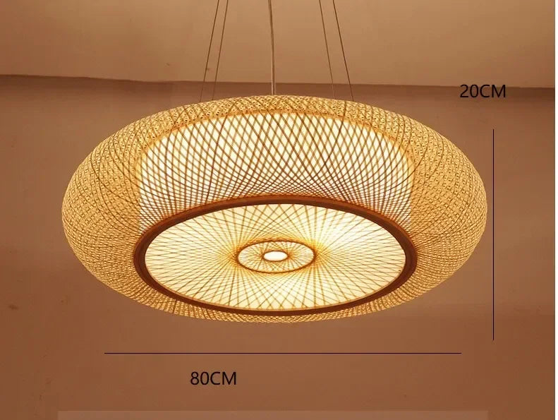 Bamboo Woven Ceiling Lamp Japanese  Circular Pendant Light