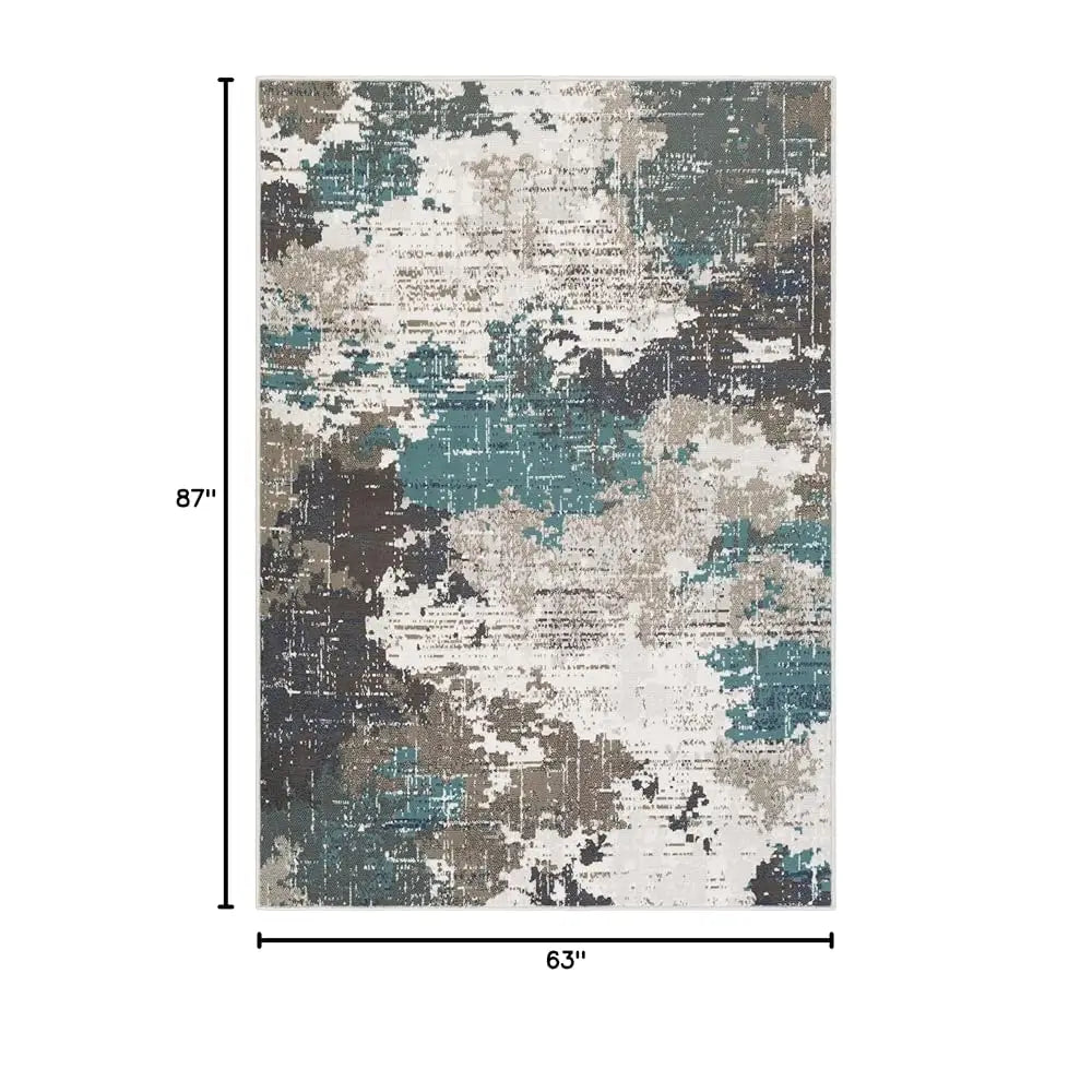 Geneva Modern Abstract Area Rug,5'3"" X 7'3"",Teal