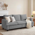 3 Seater Couch, 83" Comfy Corduroy Sofa with Deep Seat, White or Grey
