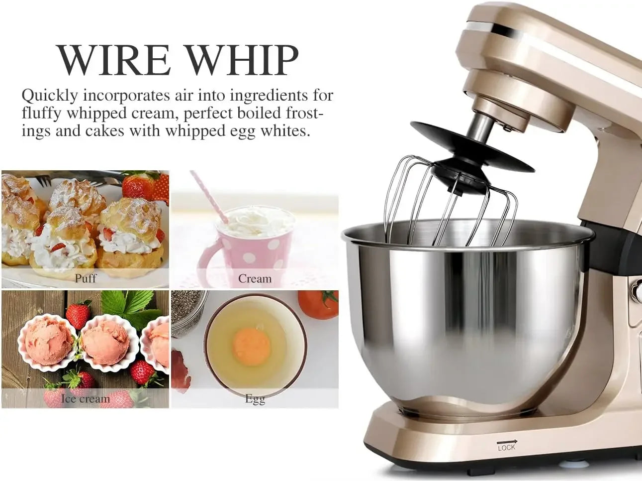 Stand Mixer,5.3-Qt & 500W & 6+P Speed MK36 Tilt-Head Kitchen Electric Food Mixer