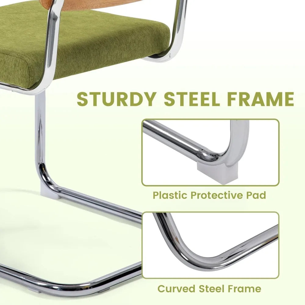 Modern Rattan Cane Dining Chairs or Barstools , Chrome Base,