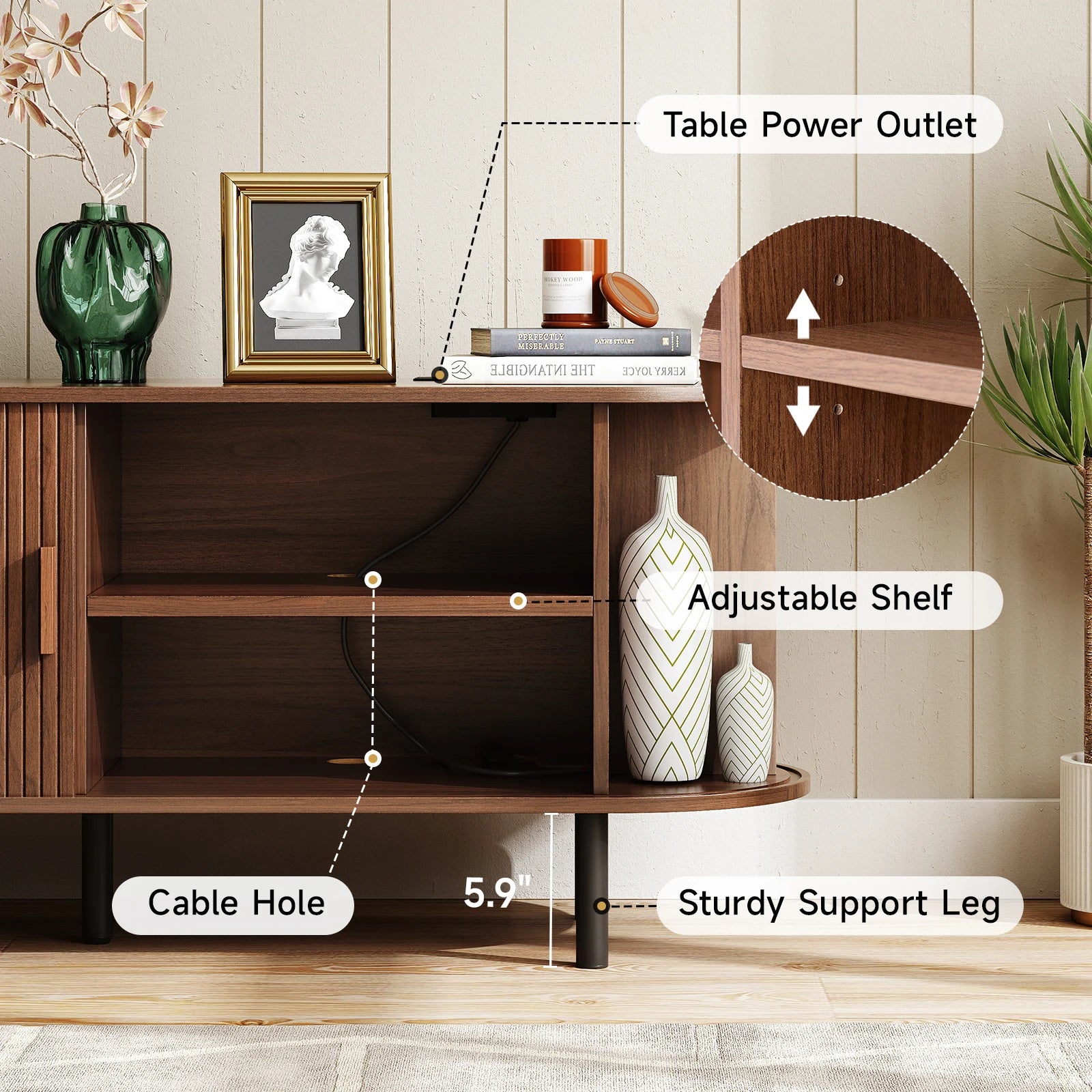 TV Stand with Power Outlet for TVs up to 60/70", Entertainment Center