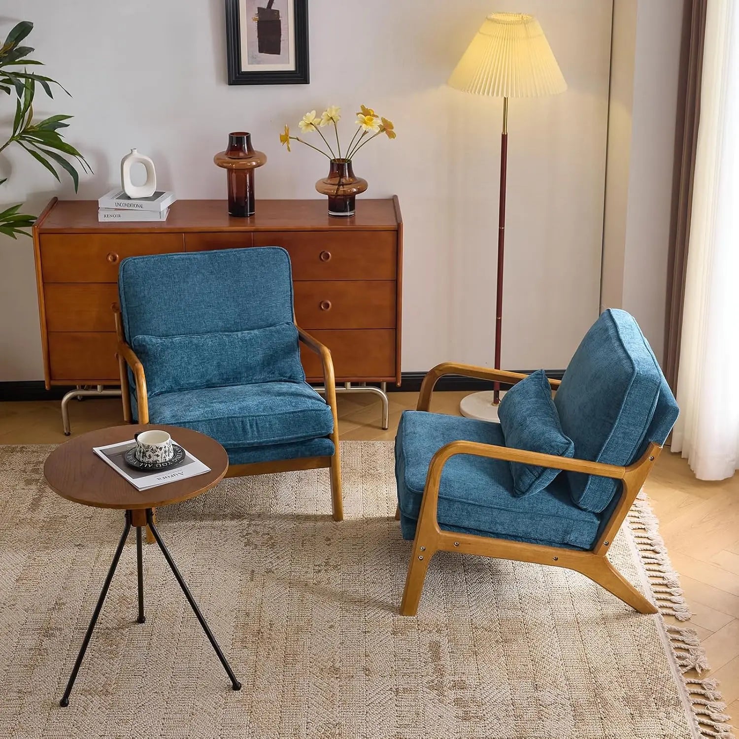 Chenille Mid-Century Modern Accent Chair