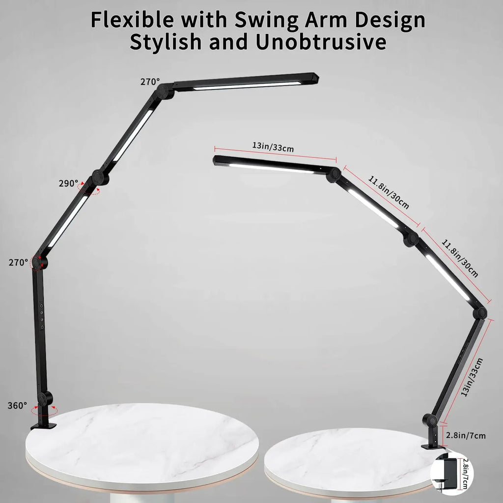 The Best LED Desk Lamp with Clamp Flexible Swing Arm Three light sources