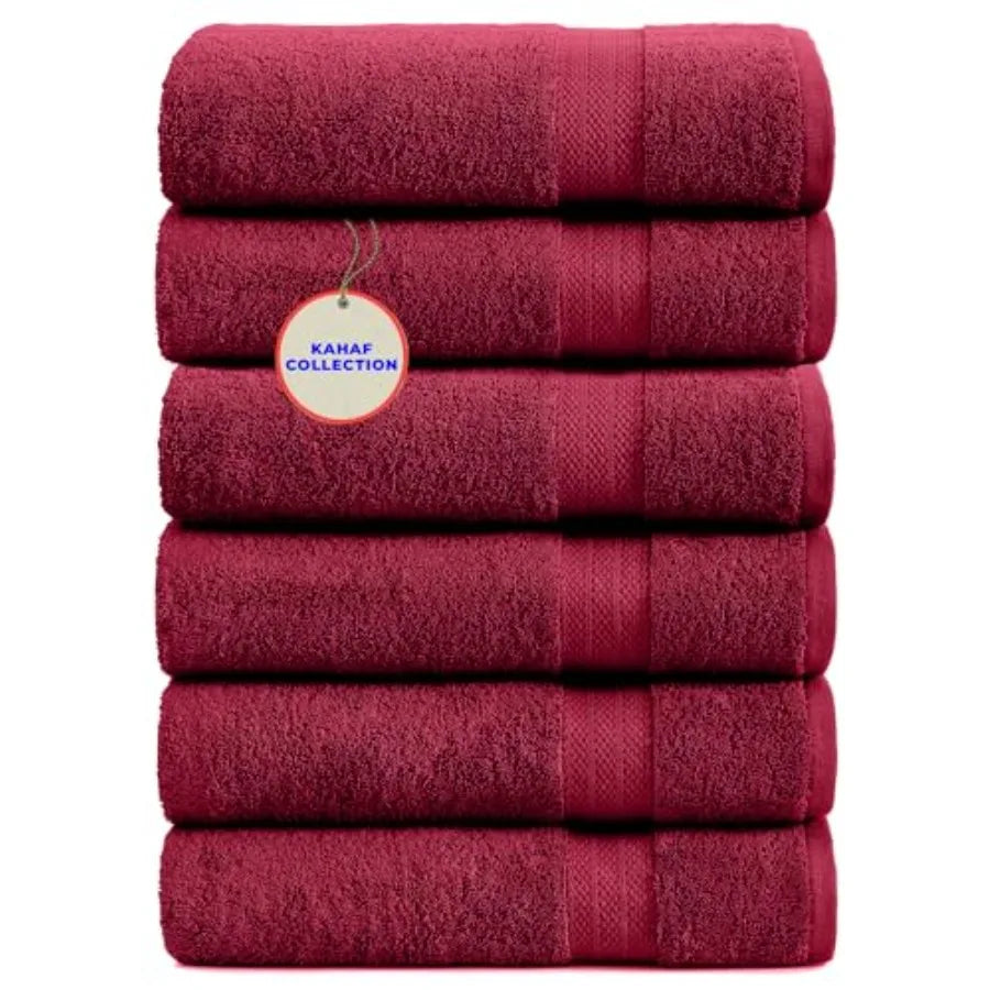 100% Cotton Bath Towels, 24x48 Pack of 6 Towels, Quick Dry