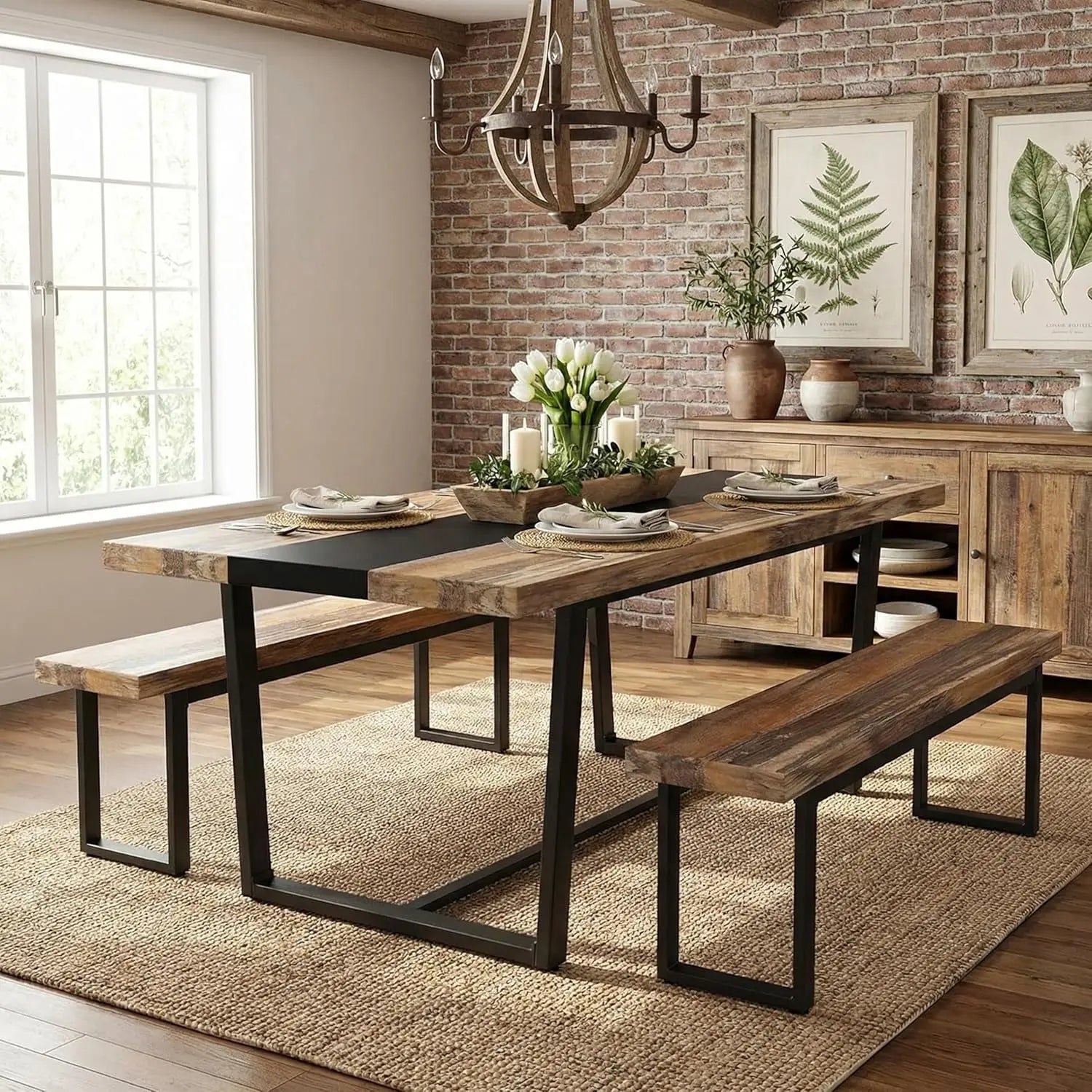 Large Dinner Table for 6 8 Seat Dining Room Table 71" 6ft