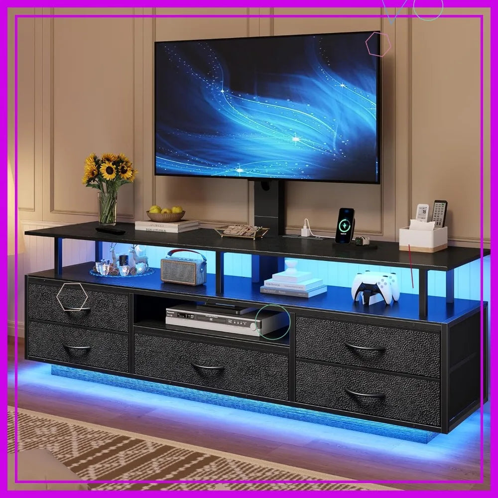 Entertainment Center  TV Stand with Mount for 32-70 inch TVs, LED Lights