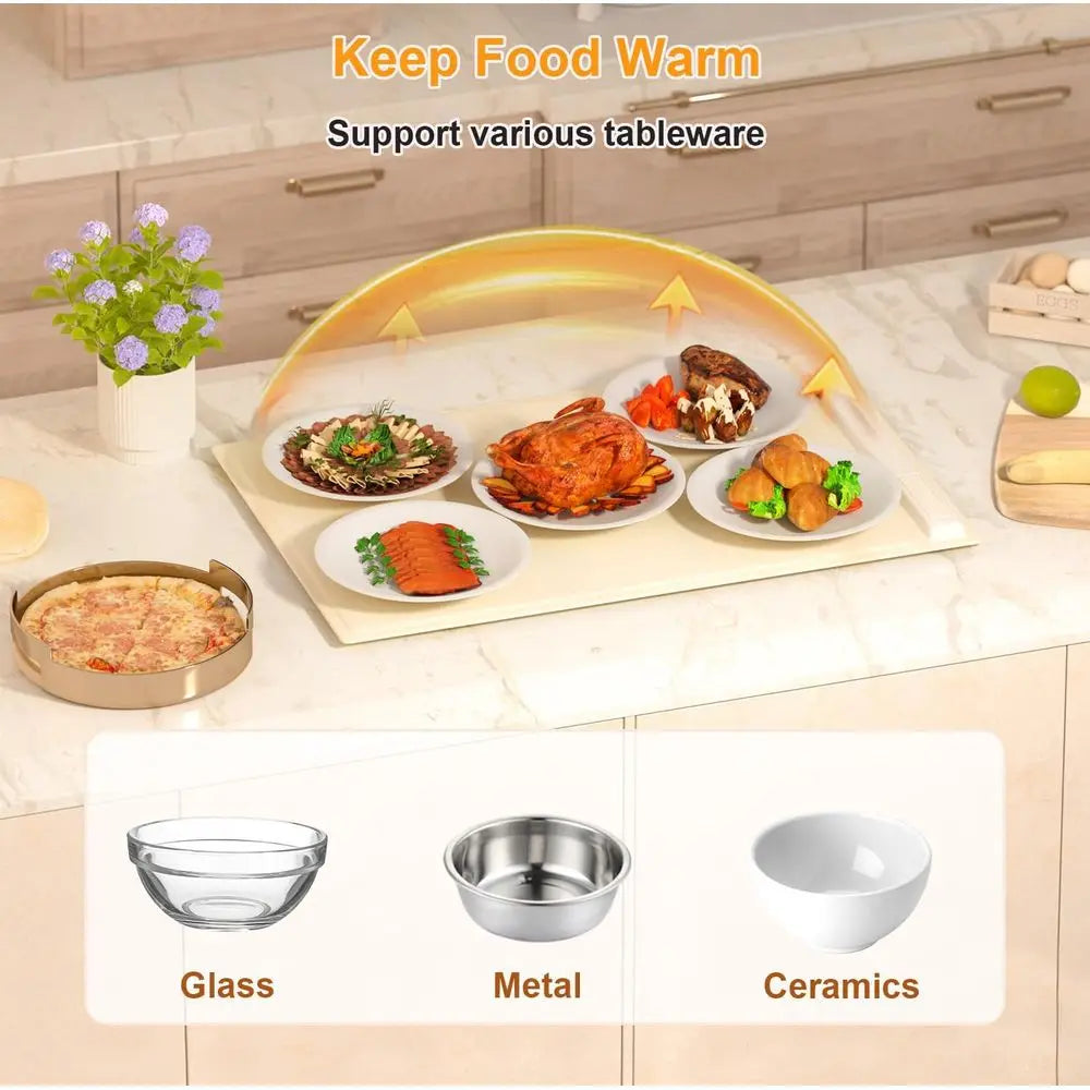 Electric Warming Tray with Adjustable Temperature, Upgraded Silicone