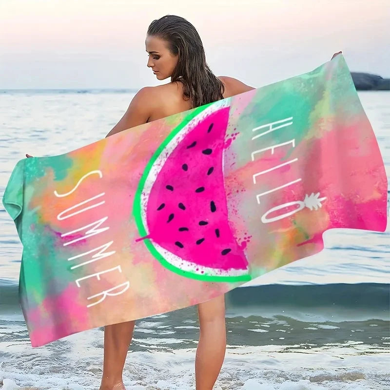 Summer Watermelon Pattern Beach Towel, Quick Dry Soft