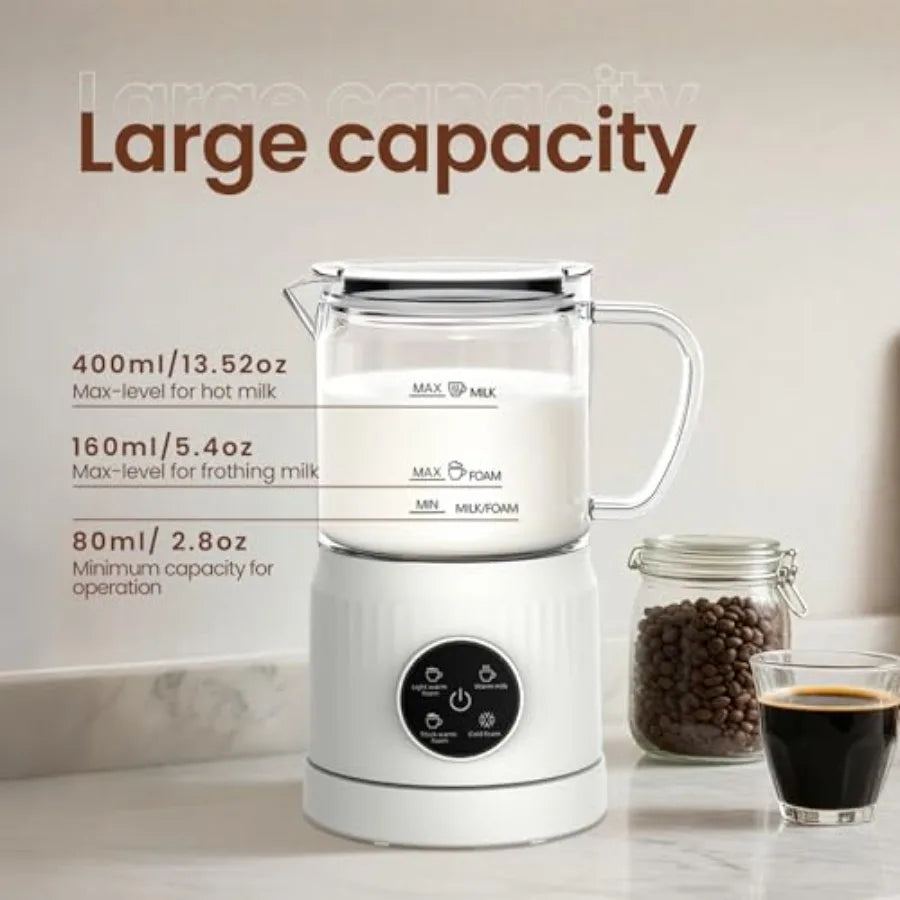 4-in-1 Milk Frother, Electric Milk Frother and Steamer with LED Touch Screen