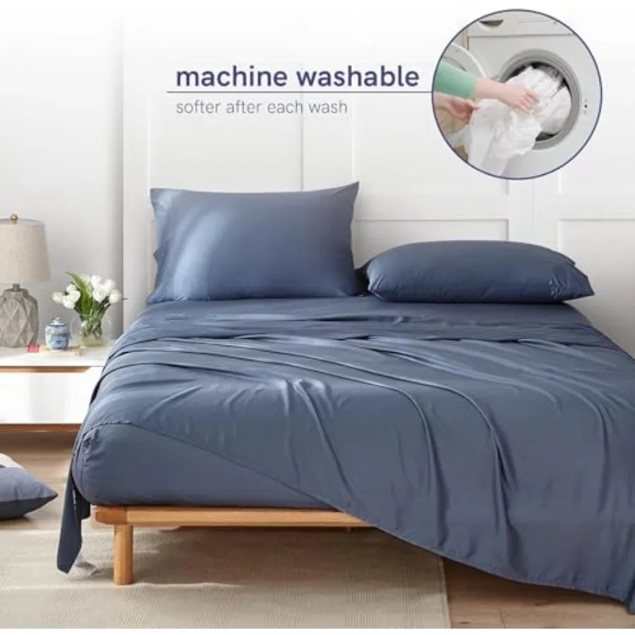 Deep Sleep with Cooling Bed Sheet King Set ,Bamboo, 2 Pillowcases and Flat Sheet ,assorted colors