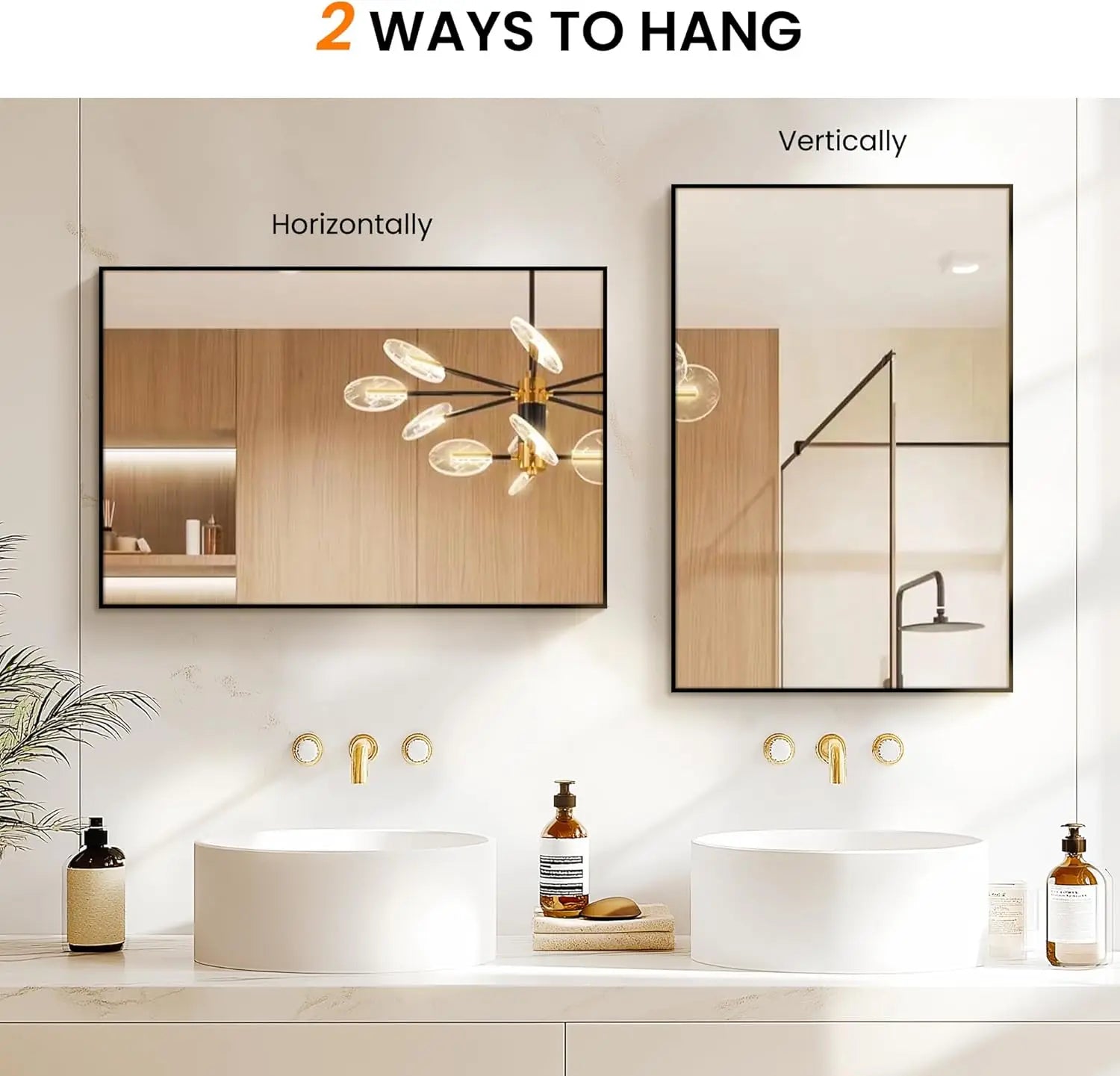 Bathroom Vanity Mirror for Wall, 2 Pack 36" x 24" Metal Framed Rectangular