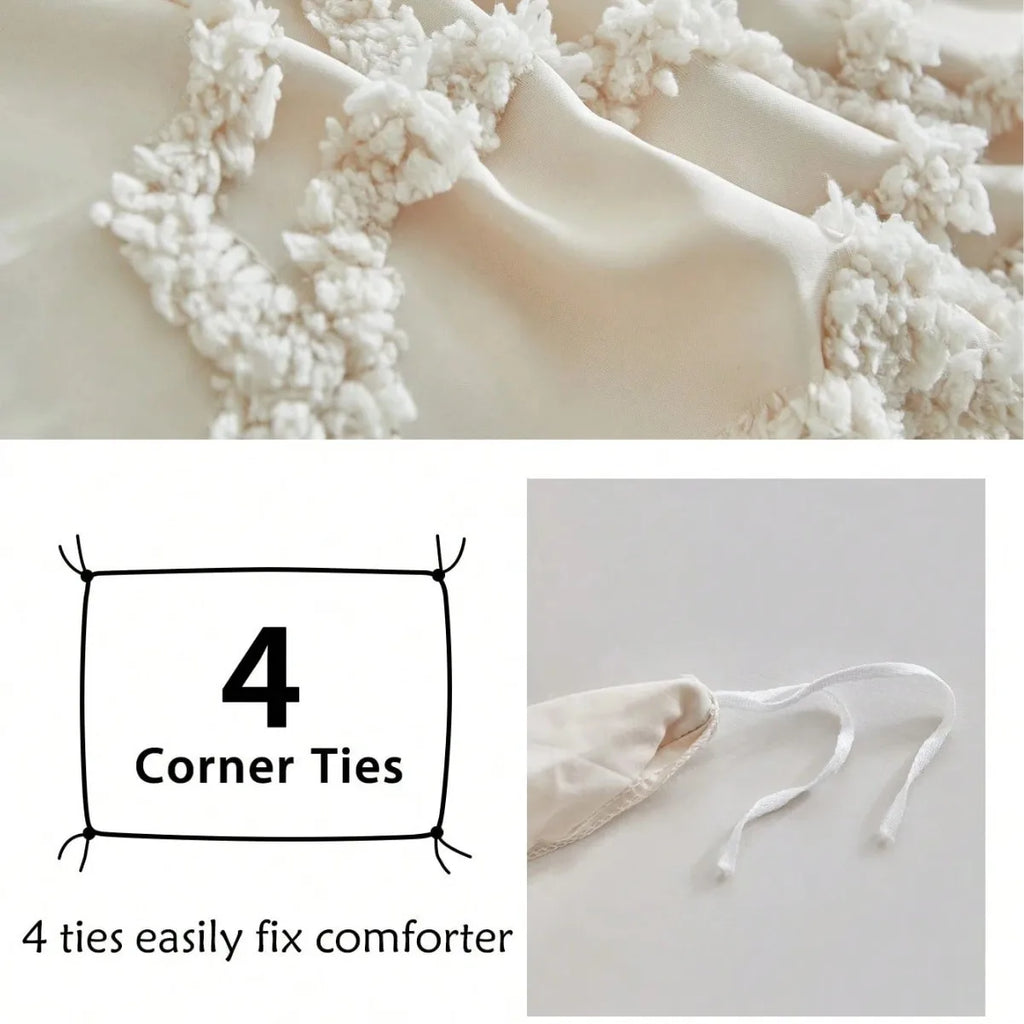 3D Rose Floral Tufted Duvet Cover Set High Quality and Pillowcases