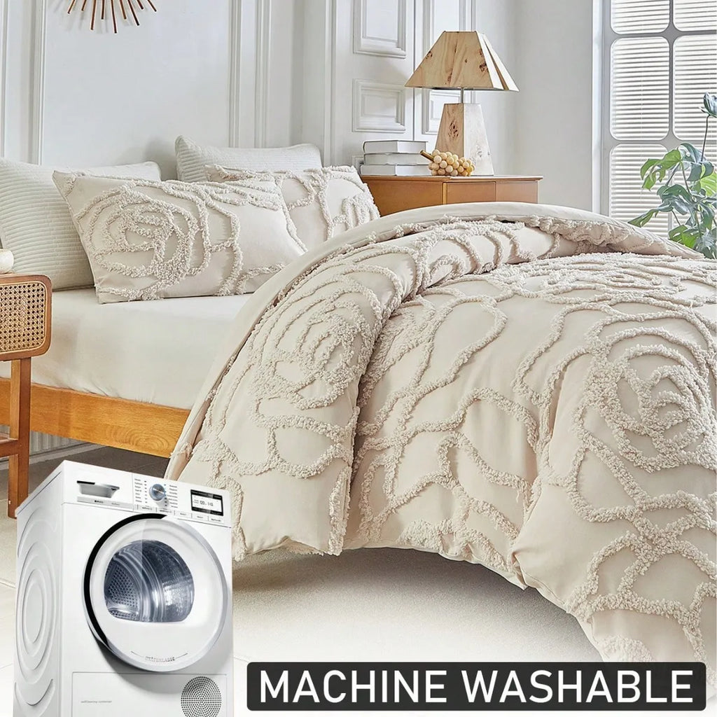 3D Rose Floral Tufted Duvet Cover Set High Quality and Pillowcases