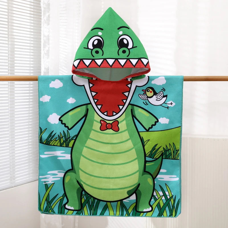 Children's Cartoon Hooded Beach Towel, Baby Bath Cape,